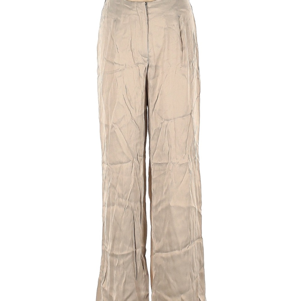 Zara Silk Beige Wide-Leg Pants